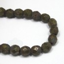 6mm Firepolish Stone Copper Picasso-Opaque Olive